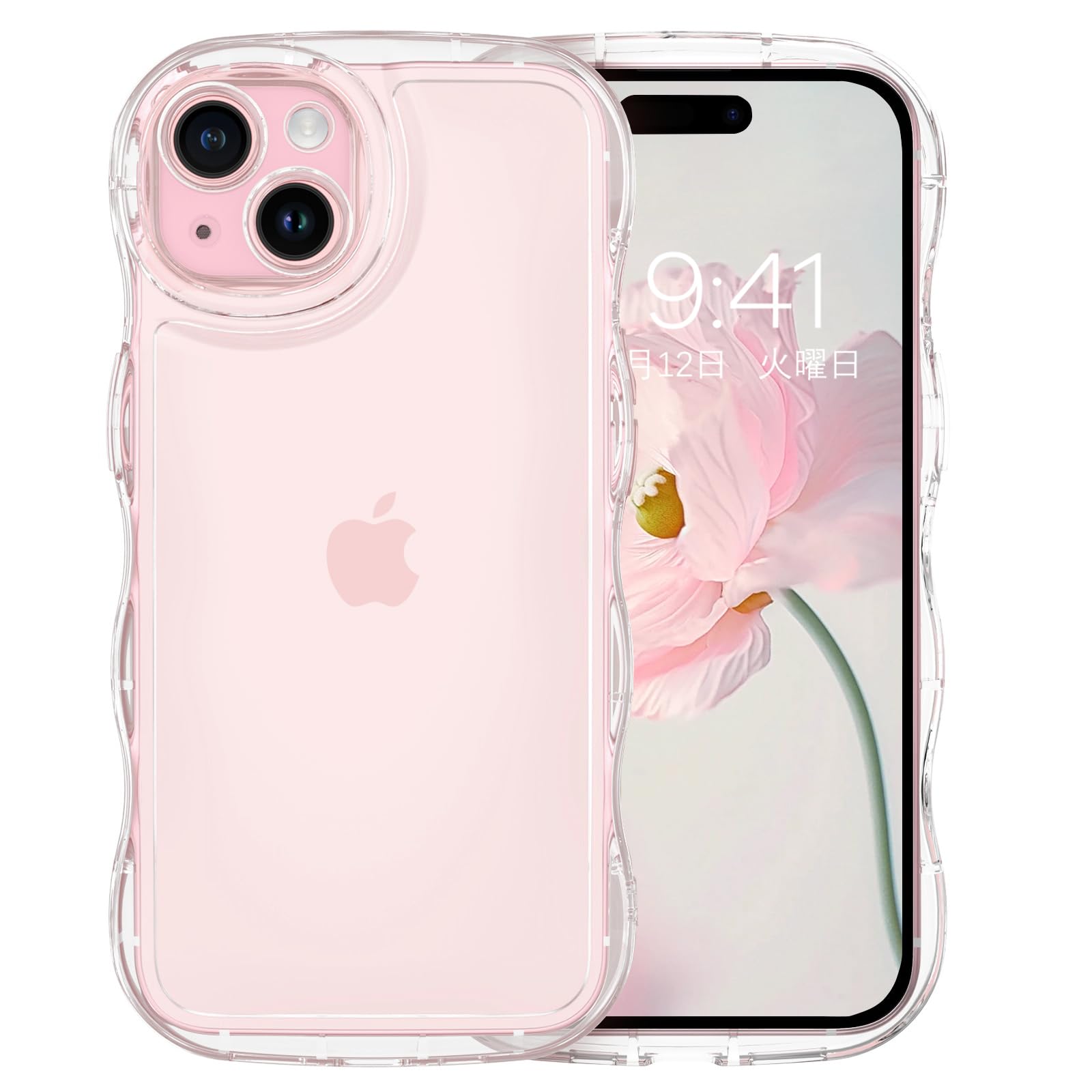 Amazon.co.jp: GUAGUA iPhone15 ケース クリア ウェーブ いphone 15